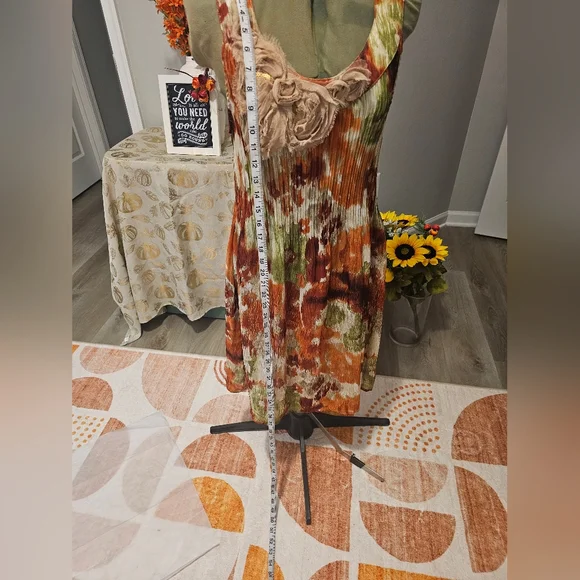 Sunny Leigh Floral Multicolor Sleeveless Dress Sheer Sz Large - Picture 5 of 10